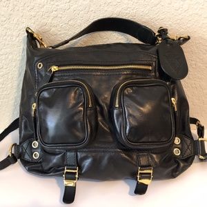 GUCCI Black Leather Darwin Convertible Backpack